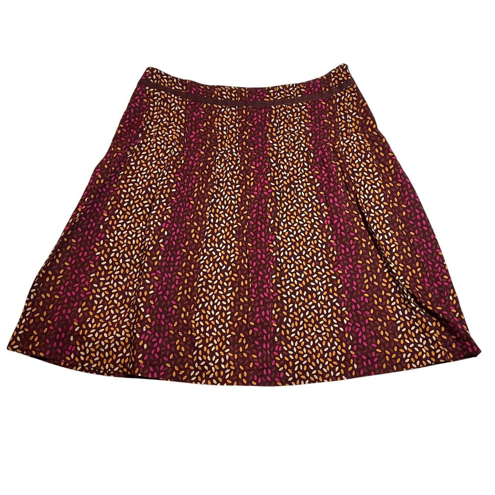 Eddie Bauer Floral Pleated Yoke Skirt Size 10 TALL Cotton A-Line Granola Girl